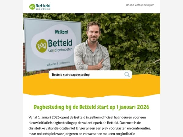 Dagbesteding bij de Betteld start op 1 januari 2026
