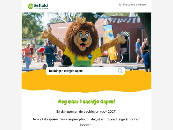 Morgen om 9:00 uur gaan de boekingen open!