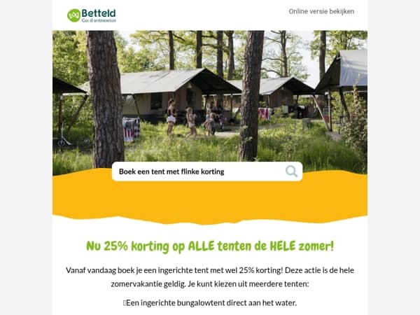 Nu korting op alle tenten op ons park, de hele zomer!
