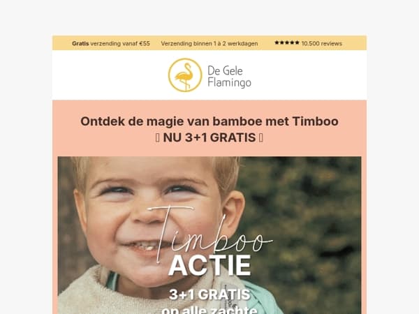 3+1 GRATIS bij Timboo 💛 Ontdek de magie van bamboe 🌱