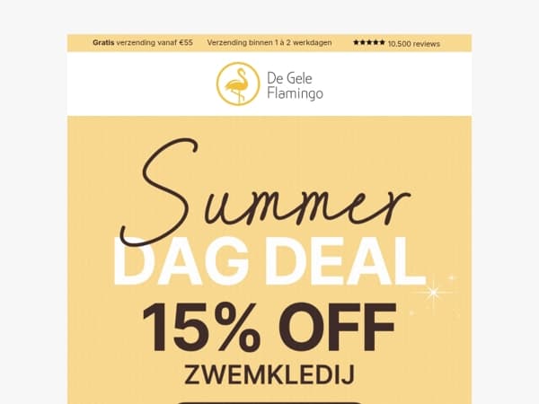 Dagdeal: 15% KORTING op zwemkledij! 👙