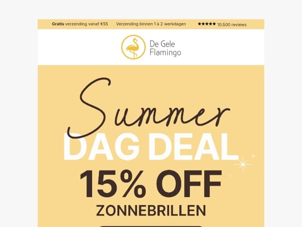 Dagdeal: 15% KORTING op zonnebrillen 😎
