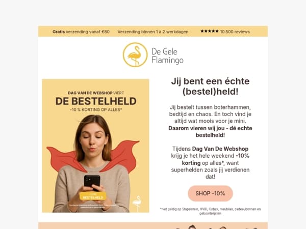 Dag Van De Webshop: -10% voor échte Bestelhelden 🦸‍♀️