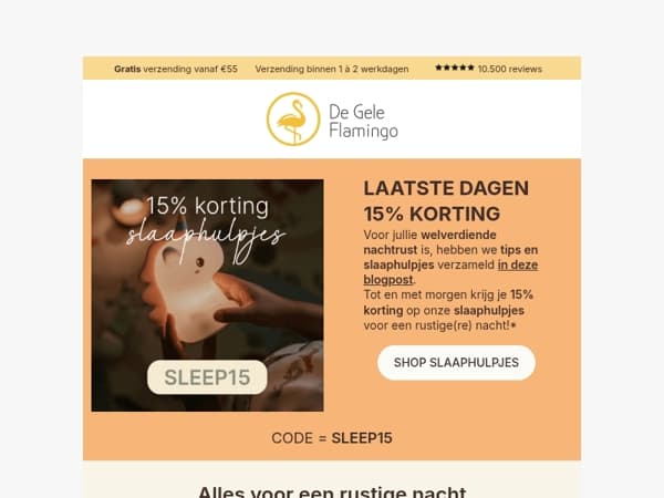 LAATSTE DAGEN - profiteer NU van 15% korting op slaaphulpjes