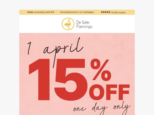 15% OFF tot middernacht! 💥⏰