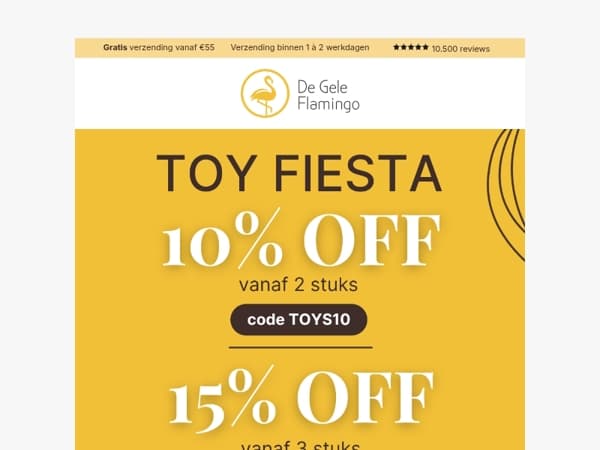 Toys Fiesta! Krijg exclusief 15% KORTING! 👀