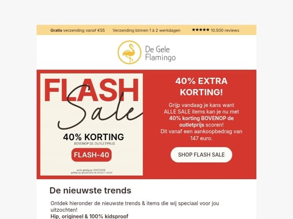 🔥 -40% CRAZY FLASH SALE - EXTRA korting op de outletprijs 🔥