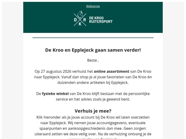 De Kroo en Epplejeck gaan samen verder
