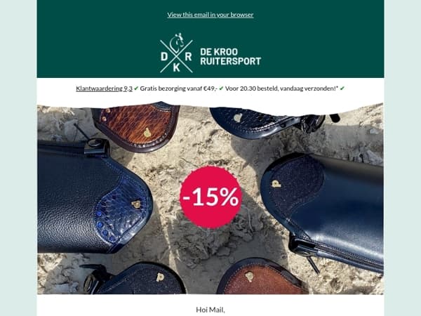 15% korting op je nieuwe rijlaarzen of schoenen! 🤩