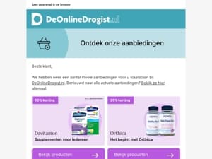 Ontdek hoge kortingen op Orthica, Davitamon, Ymea !
