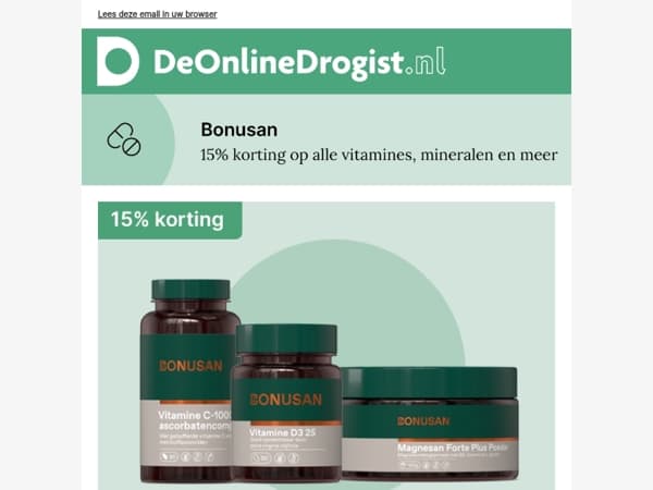 Alleen vandaag nog 15% korting op alle Bonusan producten
