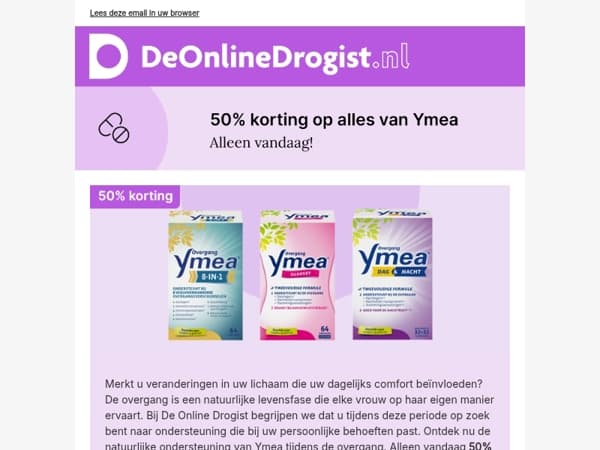 Alleen vandaag 50% op alles van Ymea!