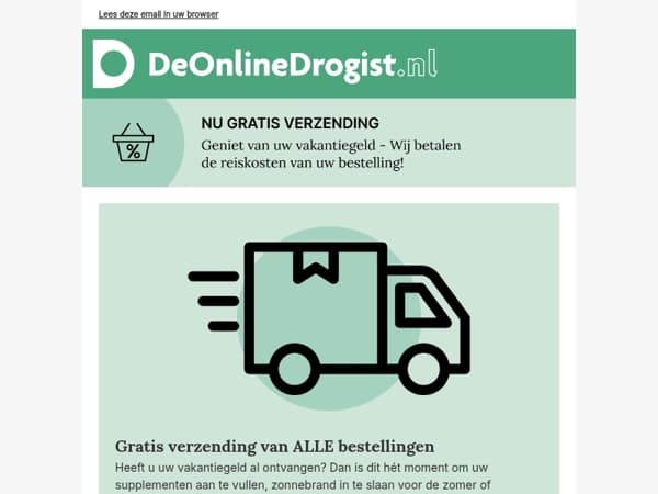 Gratis verzending van ALLE bestellingen