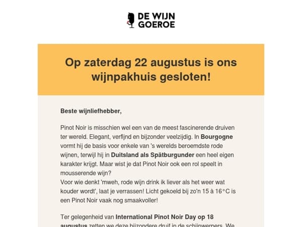 15% korting op geselecteerde🍇 Pinot Noir