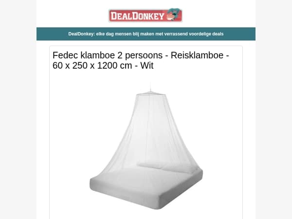 Klamboe - Wasmand - Tent - Krabpaal - Broodrooster