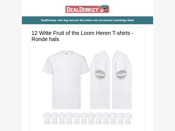 12 Witte Fruit of the Loom T-Shirts - Magnani Pannenset - HI Boodschappentrolley - HI LED Pauw - JBL Tune 500BT