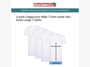 4-pack Cappuccino Witte T-shirts - Wandslangenbox - Binnentent - Kandelaar - Trolley - Raamfolie