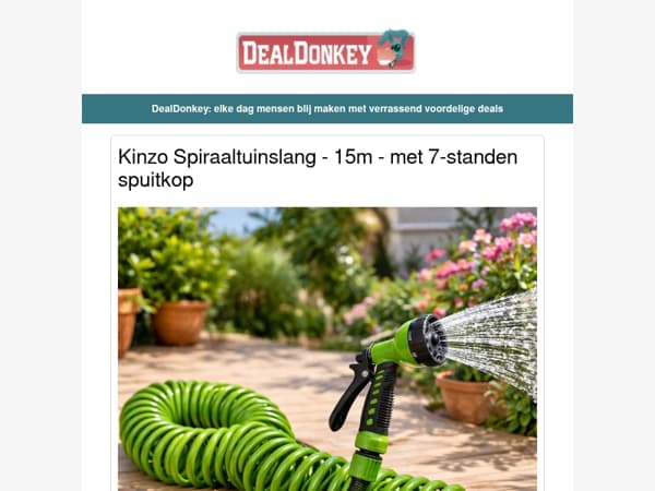 Spiraaltuinslang 15m - Picknickkleed - Serviesset - Grastrimmer - Ariel
