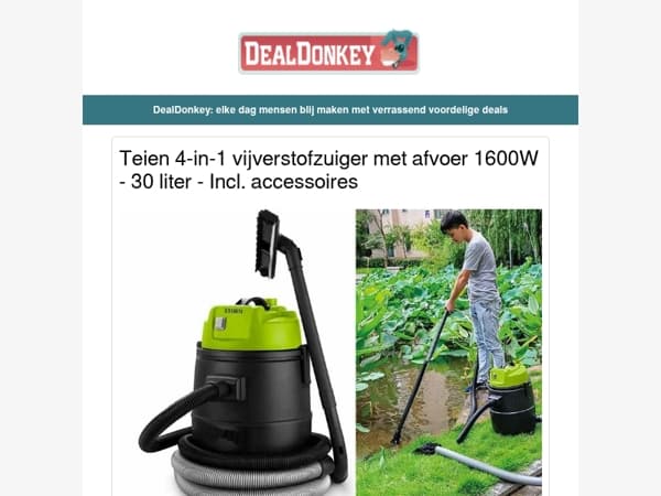 Teien 4-in-1 vijverstofzuiger - Profeco Opbergrek - Been koel kussen - Gusta Fruitmand