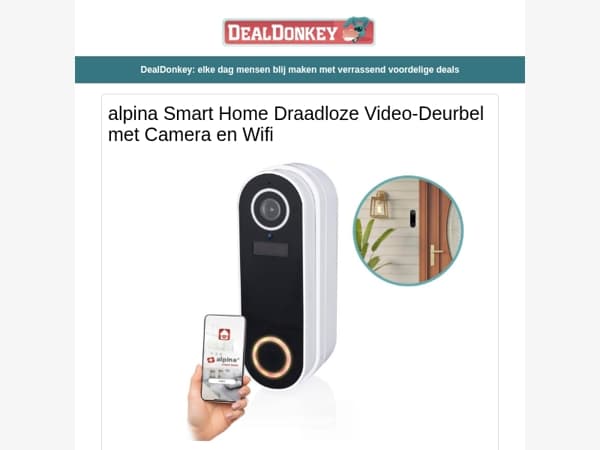 alpina Smart Home Draadloze Deurbel met Camera - Radiatorborstel - Eierpan - Peppa Pig knuffels - Thermobekers