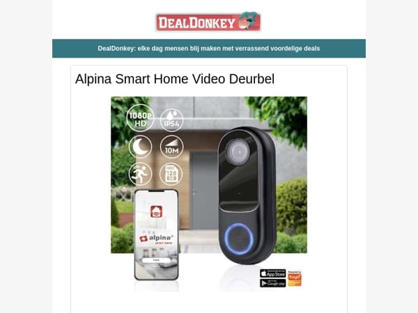 Alpina Smart Video Deurbel - Opvouwbaar Zitbad - Kapperstrolley - Veldbed - Picknick Rugzak