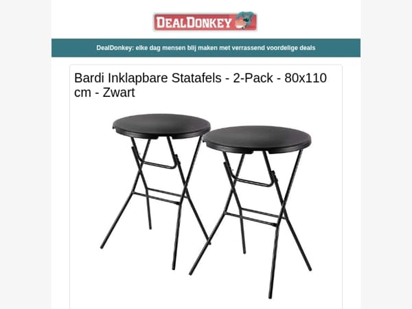 Bardi Inklapbare Statafel - Reinigingsdoekjes - Kookplaat - Bladblazer - Aircooler - Dementieklok
