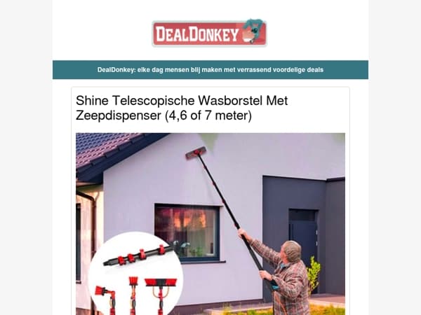 Telescopische Wasborstel XXL 7 m - Elektrische Mop - Kledingstomer - Stellingkast