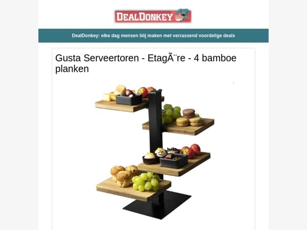 Gusta Serveertoren - Etagere - Camping Kookpit - Telescopische Kruk - Deurbel - Witte T-shirts