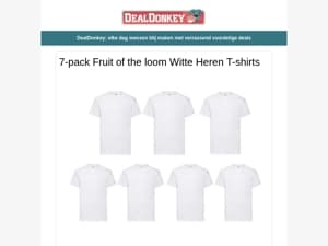 7-pack Fruit of the Loom Witte T-shirt - Schoenenorganiser - Soeppan - Fietsboodschappentas - Bolderkar