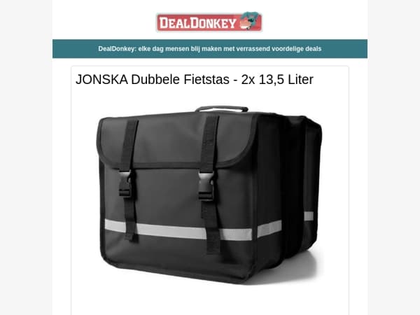 JONSKA Dubbele Fietstas - Brandblusser - Campingtafeltje - Rookmelder - Verstekzaag