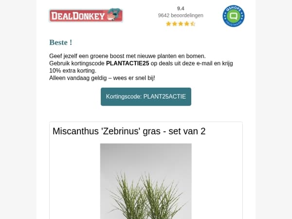 Zondagactie: 10% extra korting op planten en bomen