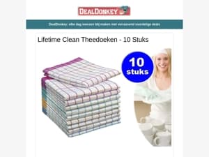 Lifetime Clean Theedoeken - Opvouwbare Kruk - Spanband met Ratel - Wekker - Compressor