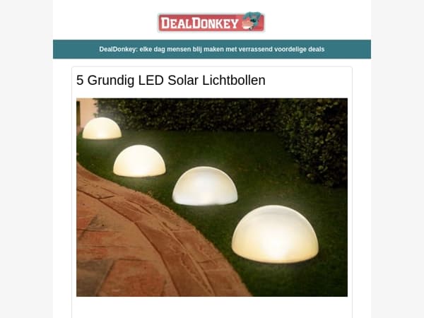 5 Grundig Solar Led Lichtbollen - Bolderkar - Kookplaat - Rugzak - Accuboormachine - Fruitmand