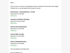 Beste , Onze excuses..