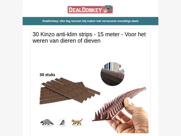 30 Kinzo Anti Klim Strips - Campingtafel - Koelelementen - Koolmonoxidemelder - Luchtcompressor
