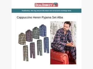 Cappuccino Heren Pyjama - Verwarming - Zaklamp - Bureaulamp - Allin1 Pods - Fietstas