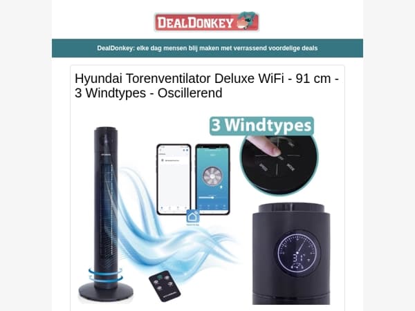 Hyundai Torenventilator - Tuinslang - Campingtafel - Gasflessen - Wereldstekker