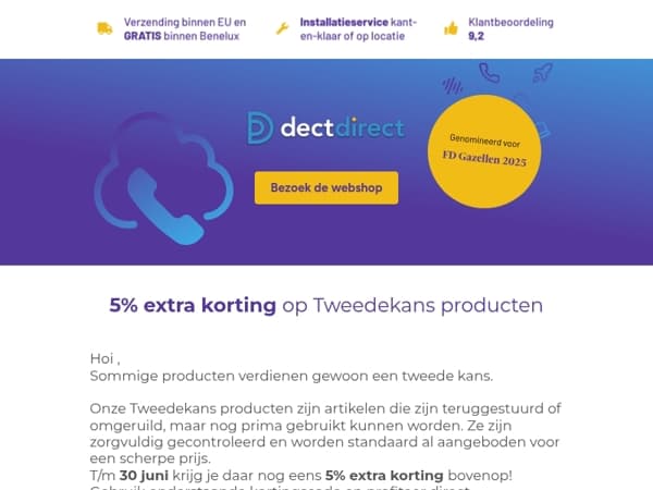 5% extra korting op Tweedekans producten