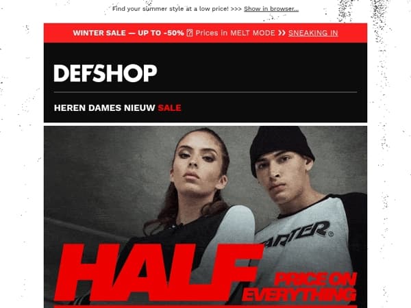 ⚠️ Everything for half price ⚠️ -50% off T-shirts, cargo pants, hoodies and more!