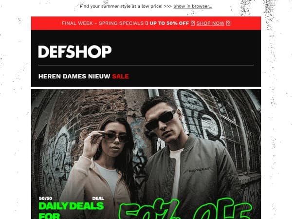 -50% off 24-HOUR DAILY DEALS 🛒 Everything at half price.