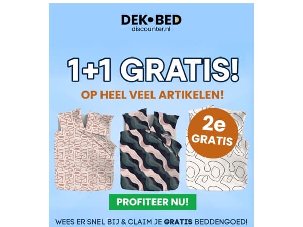 1+1 GRATIS! Op heel veel beddengoed