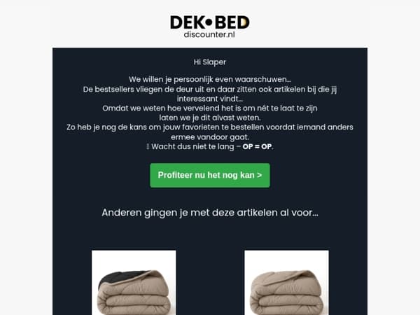 Slaper snel! Je loopt deze deal mis!