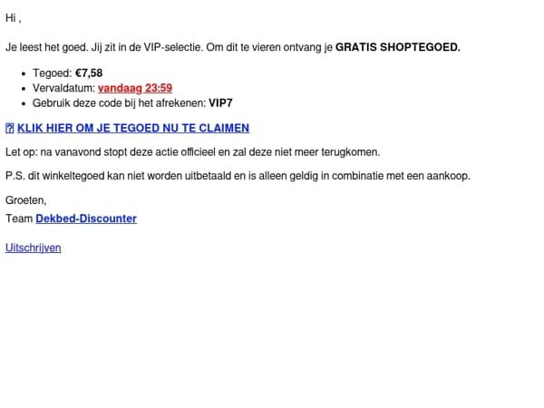  , je shoptegoed verloopt bijna!!