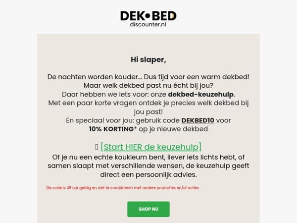 10% KORTING op alle dekbedden