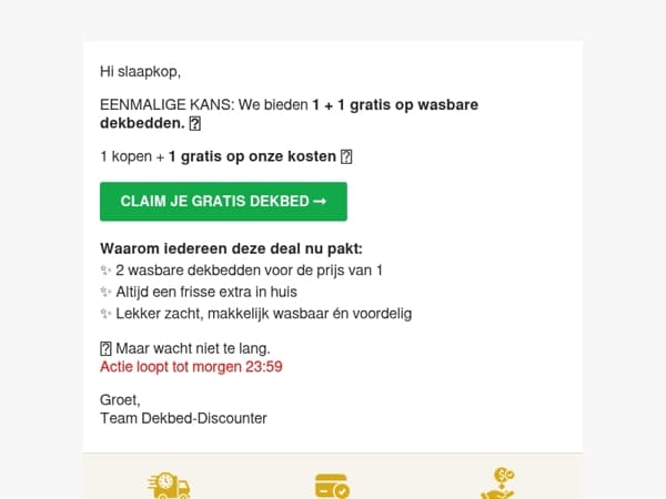 JA, Je krijgt een gratis dekbed 🎁