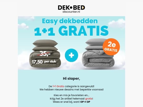 1+1 GRATIS! Sla vanavond nog je slag!
