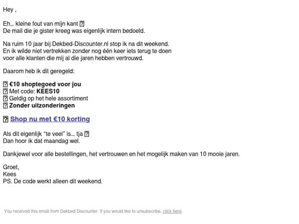 Ik stop ermee - Jij krijgt €10.