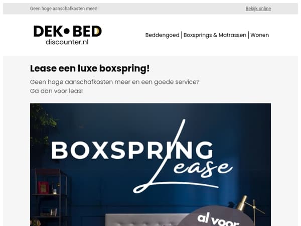 Lease een luxe boxspring voor 34,95 p/maand!