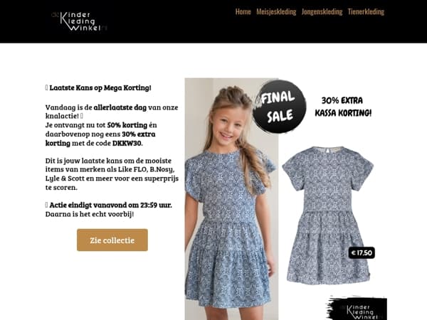 ⏳ Laatste dag: 50% + 30% extra korting