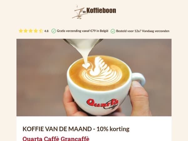 Koffie van de maand: Quarta Grancaffe - 10% korting ☕